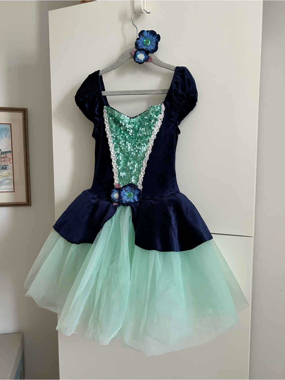 Revolution Navy and Mint Sequin Tulle Girls Dance Costume Dress - MC